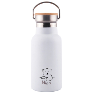 niga北极熊猫咪纯白可爱保温杯便携mini小巧桌面马克杯户外环保杯