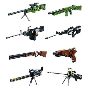开智积木枪加特林M4A1突击步枪散弹枪手枪益智拼装玩具模型男礼物