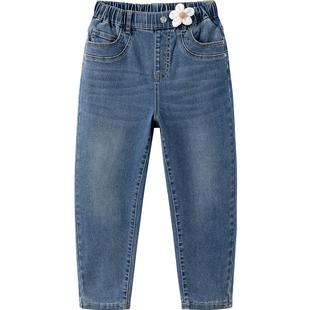 巴拉巴拉童装女童裤子冬装加绒牛仔长裤儿童舒适萝卜裤复古休闲潮