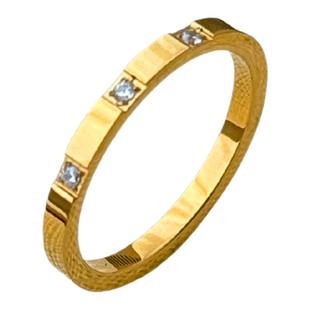 高级感钛钢叠戴排钻戒指细圈简约金色竹节指环小众设计尾戒女小指