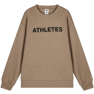 安踏圆领卫衣男士2026春季新款青少年国潮焦糖棕色运动上衣长袖男