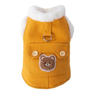 可牵引宠物小狗狗衣服秋冬款比熊小型犬泰迪柯基博美冬季冬天棉衣