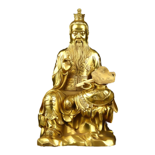 纯黄铜太上老君摆件道德天君铜像家用供奉老子神像道家祖师爷佛堂