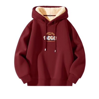 真维斯红色卫衣男款冬季加绒加厚