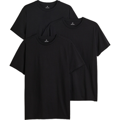 HM男装女装T恤3件装透气运动打底衫休闲圆领短袖简约上衣0945531