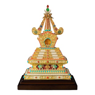 彩绘菩提塔舍利塔藏式民族工艺品可打开装藏吉祥宝塔家用佛堂供奉