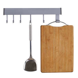 凯鹰免打孔厨房挂件厨房挂杆厨卫挂钩架太空铝壁挂置物架排钩CH19