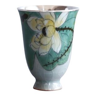 纯银时代 瓷包银杯茶杯足银999品茗杯釉下彩主人杯日常文雅