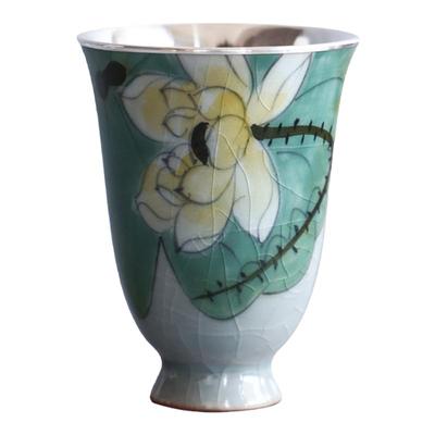 纯银时代青花瓷包银中式茶杯