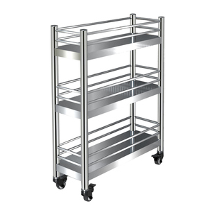 厨房304不锈钢置物架夹缝20cm窄边收纳柜落地缝隙冰箱小推车架子