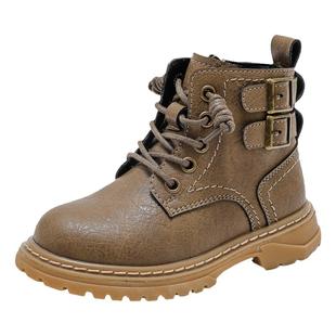 男童马丁靴2026新款春季高帮男孩短靴加绒儿童鞋防水中大童皮靴子