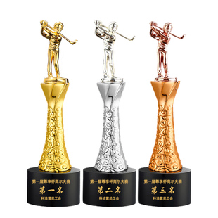 体育比赛一杆进洞净杆高尔夫球老鹰水晶奖杯奖牌定制作赛事纪念品