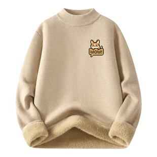 回力半高领毛衣男冬季加绒加厚日系初中生男款青少年内搭打底衫Y