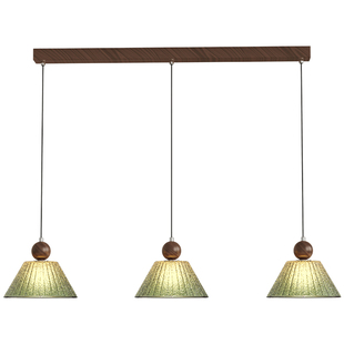 法式复古玻璃餐厅吊灯高级感三头玻璃彩色灯罩岛台餐桌灯吧台灯具