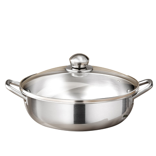 荣事达不锈钢火锅汤锅家用商用2025新款双耳火锅盆电磁炉专用煮锅