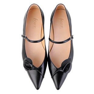 IORE理想矿石原创 法式气质挺秀马蹄莲尖头玛丽珍平底单鞋婚鞋