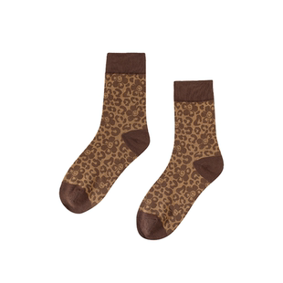 wigglewiggle26年韩国潮流笑脸花个性无骨复古豹纹加厚中筒长袜