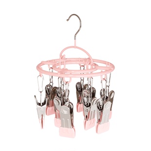 迷你不锈钢圆盘晾衣架10夹多功能加粗加厚晒袜神器晾晒架防滑衣架