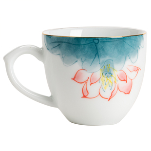 手绘陶瓷把杯小茶杯品茗杯功夫茶主客人杯防烫手茶具杯子泡茶专用