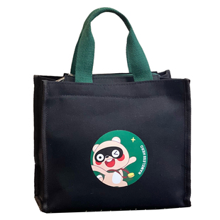 日式简约饭盒袋手拎帆布包卡通小学生上班族手提袋子带饭包便当袋