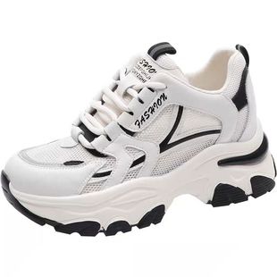 内增高老爹鞋女2025年春季新款网面透气厚底百搭小个子休闲运动鞋