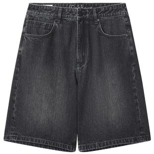 【线条肌理黑牛】卡宾宽松牛仔短裤男夏季新款透气休闲五分裤