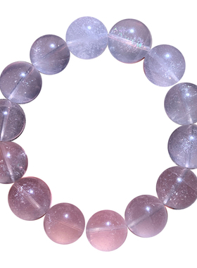 天然白粉草莓水晶手链单圈蓝沙女