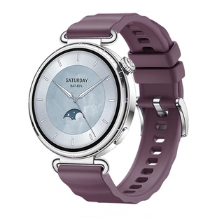 适用小米watchS4表带41mm手表女士新款冷烟紫色xiaomis腕表带液态硅胶s4女波浪高级感秋冬智能运动透气替换带