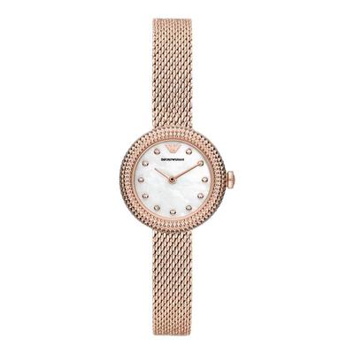 阿玛尼玫瑰小圆盘石英女表