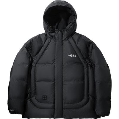 李宁宽松连帽男反光短羽绒服