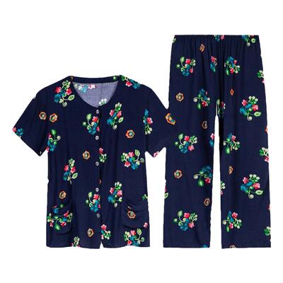 夏季中老年短袖睡衣绵绸