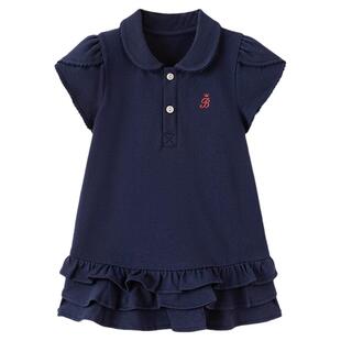babylove女宝宝连衣裙夏季薄款婴幼儿裙子时尚衬衫裙学院风polo裙