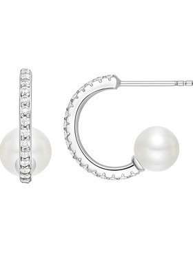 【自营】HEFANG Jewelry/何方珠宝古典芭蕾耳钉 晶莹锆石贝珠点缀