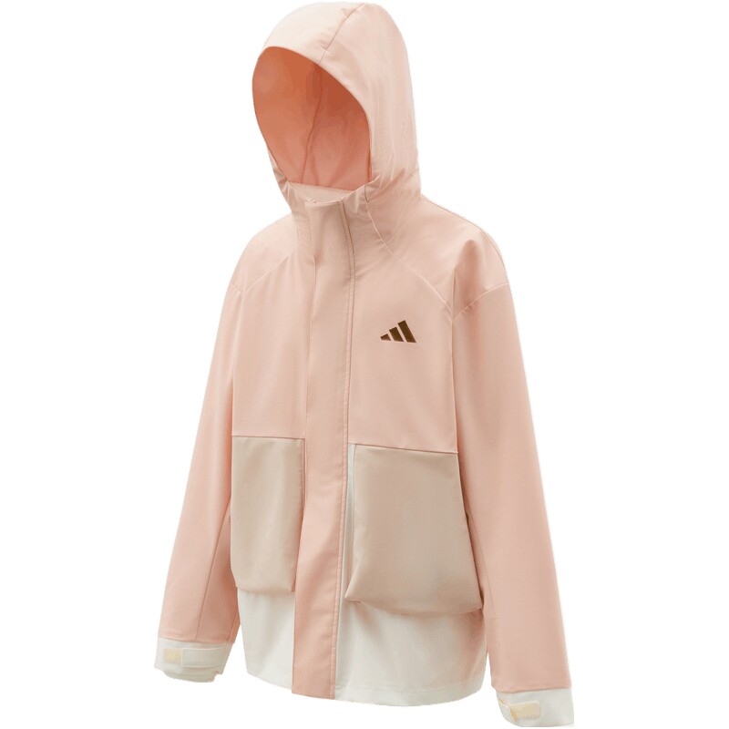 adidas阿迪达斯女大童二合一运动训练休闲针织连帽夹克外套KV6906