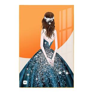 艺术美女人物玄关装饰画服装店挂画客厅主卧室落地画走廊过道壁画