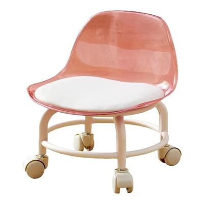 2024亚克力短靠背小椅子家居带娃滑轮矮凳透明椅子带万向轮儿童凳