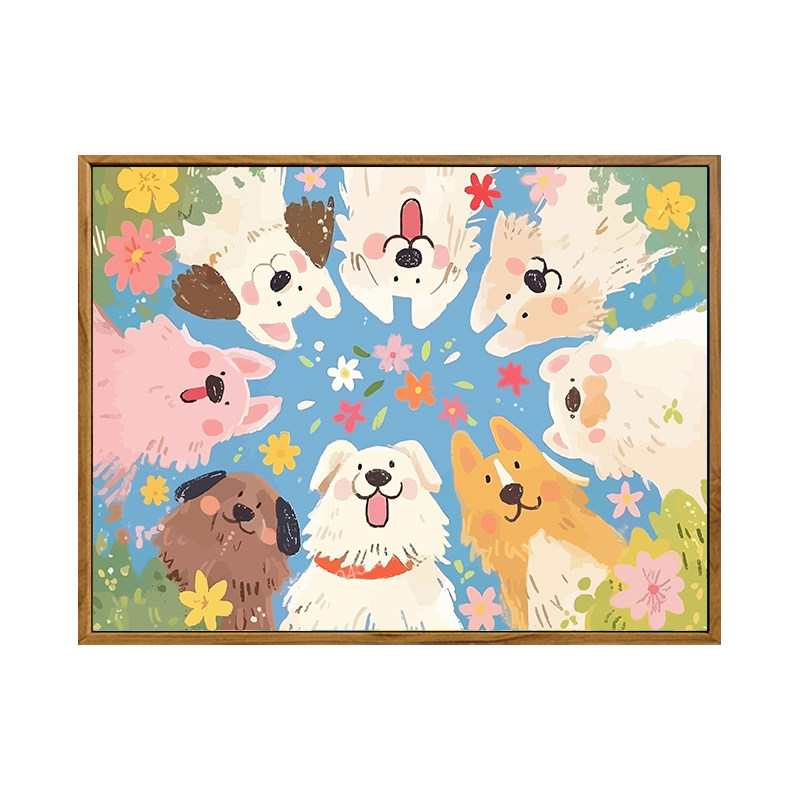 雅调diy数字油画快乐小狗油彩画