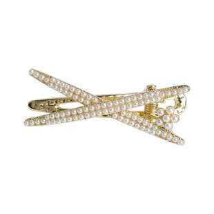 侧边高级感发夹韩系珍珠水钻交叉鸭嘴夹气质耳边发卡逼边夹发饰女