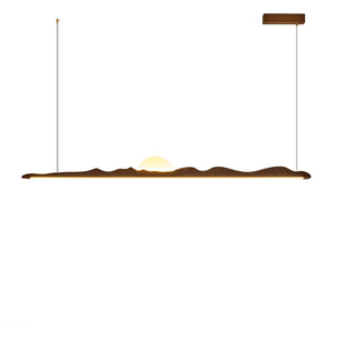 新中式书房吊灯长条一字实木餐厅茶室茶台茶楼宋代美学宋氏禅意风