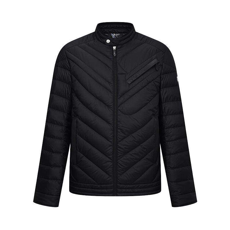 RARE威雅男装 冬季新款小立领保暖黑色外套男士轻薄鹅绒羽绒服