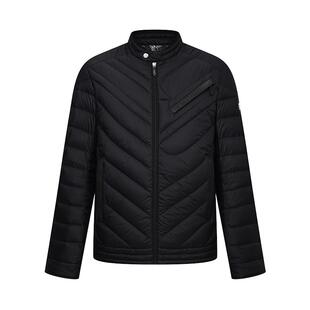 RARE威雅男装 冬季新款小立领保暖黑色外套男士轻薄鹅绒羽绒服