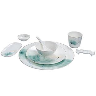 骨瓷新中式酒店摆台陶瓷餐具套装高档会所包厢宴会厅专用国色天香