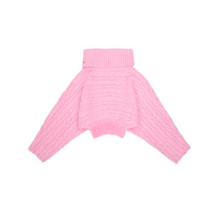 哟酷酷（双重人格）冬季新品慵懒风上衣女一字肩显瘦针织毛衣女