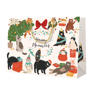 创意猫猫礼品袋生日礼物包装袋大号玩具手提袋子可爱卡通纸袋定制