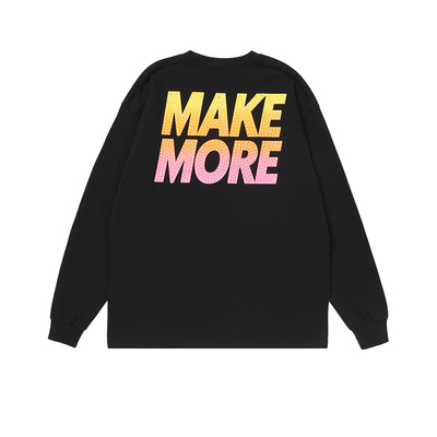 Makemore烫钻渐变印花纯棉长袖T