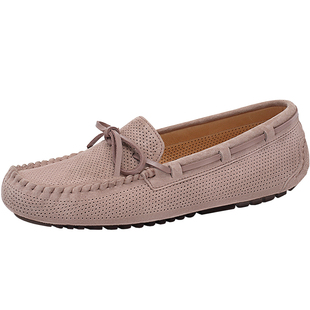 OZZEG豆豆鞋女2025春夏真皮浅口透气单鞋孕妇防滑软底懒人一脚蹬