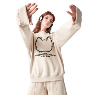 【Fuzzy style】a02潮酷百搭卫衣女2025春秋宽松休闲刺绣猫咪卫衣