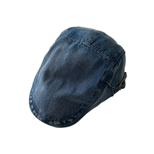 复古水洗牛仔前进帽女百搭大头围显脸小贝雷帽小头围反戴蓝色帽子