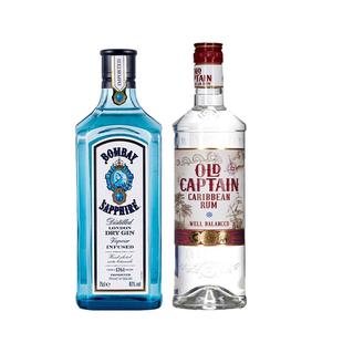 【自营】【万能百搭】调酒基酒组合 蓝宝石金酒白朗姆酒进口洋酒