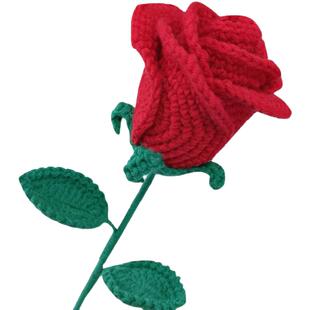 酒杯大玫瑰花勾线手工编织花束diy自制材料包毛线钩织七夕情人节